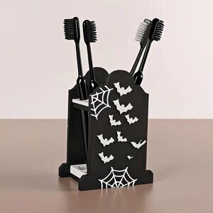 {NEW} Black and White Toothbrush Holder with Bat Design